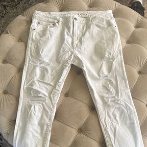 American Eagle Outfitters White Ripped Skinny Jeans